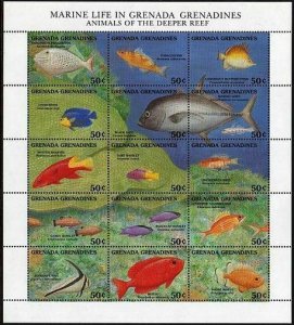 Grenada Gren 1356 sheet,1357,MNH.Michel 1474-1489 Bl.230. Marine life:Reef,Fish.