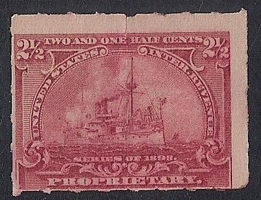 RB28 2 1/2 cent Propristary Battleship Stamp Mint OG H F