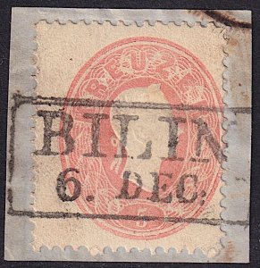 Austria - 1860 - Scott #14 - used on piece - BILIN box pmk Czech Republic