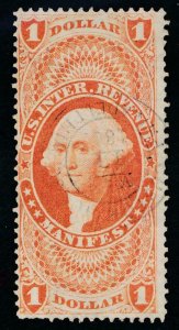 US R72c USED F-VF $1 MANIFEST