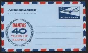 AUSTRALIA Aerogramme 10d Airplane Unused Qantas commemorative cachet