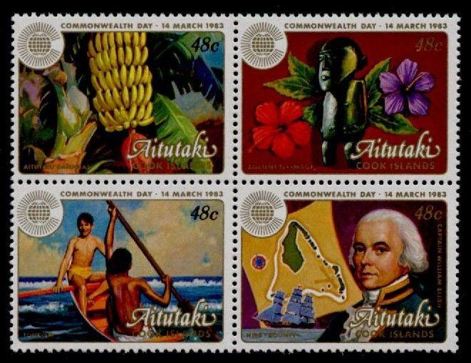 Aitutaki 279a MNH Commonwealth Day, Fruit, Captain Bligh, Canoe, Flowers