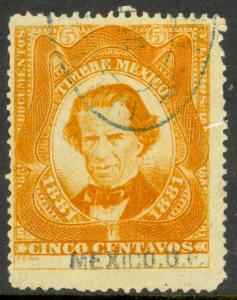 MEXICO REVENUES 1881 5c WOVE PAPER DOCUMENTARY TAX MEXICO D.F. Control Used DO68