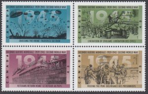 Canada - #1544a Second World War 1945 Se-Tenant Block of Four - MNH