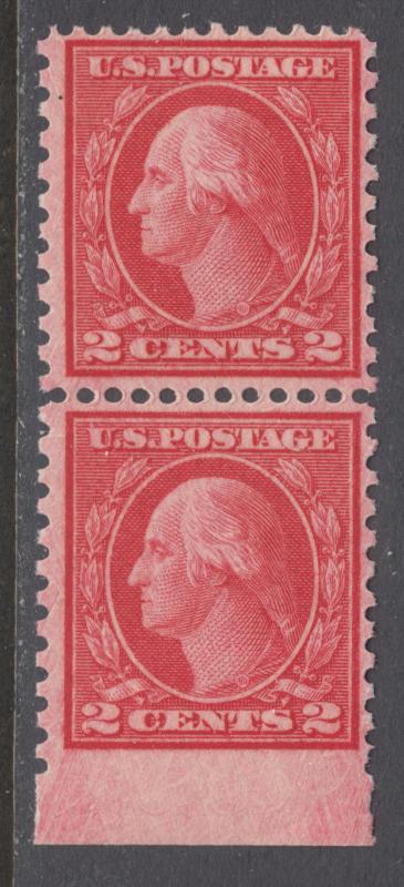 US Sc 540a MNH. 1919 2c carmine rose Washington, imperf between selvage & stamp