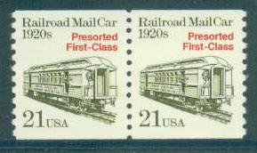 2265 21c Mail Car Fine MNH Dry Gum Pair