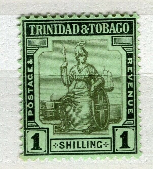 TRINIDAD; 1913 early Britannia issue Mint hinged Shade of 1s. value