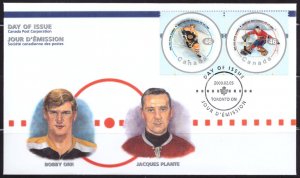 F2190   CANADA   FDC # 1838e, 1838f         NHL All Stars - Orr & Plante