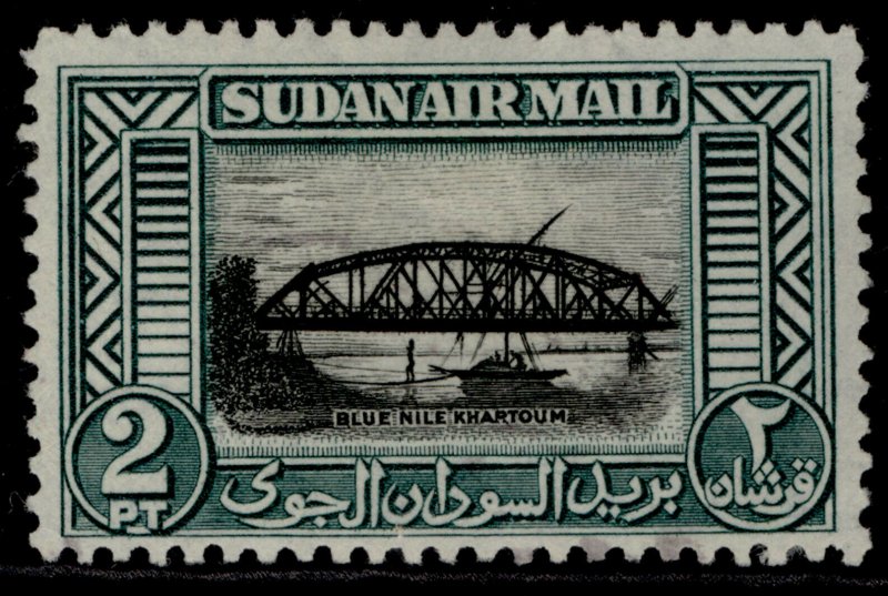 SUDAN GVI SG115, 2p black & blue-green, FINE USED.