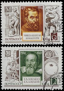 Russia-USSR 1964 Sc 2985-86 U cto vf Famous persons, Galileo and Michaelangelo