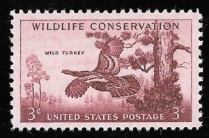 1077 3 cents Wildlife - Wild Turkey Stamp mint OG NH EGRADED VF 78