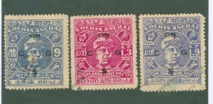 INDIA COCHIN ANGHAL 078-80 USED BIN $2.00