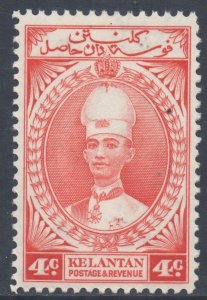 Malaya Kelantan Scott 31 - SG42, 1937 Sultan 4c MH*