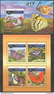 2015 Solomon Islands Butterflies Insects Fauna #3406-10 1+1 ** Ls486