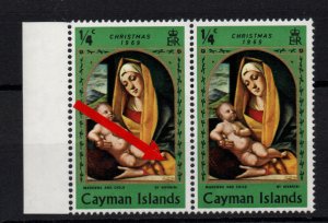 Cayman Islands Christmas 1969 variety large break in gold frame WS22408