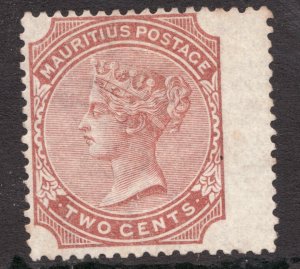 1879 Mauritius Sc #59 - 2¢ Venetian Red - Queen Victoria - No gum - est $55