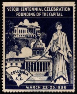 1936 US Poster Stamp Sesqui-Centennial Founding Capital Columbia S.C.