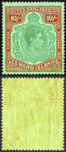 Leeward Is SG113b 10/- Green and red/green (ordinary) U/M Cat 150 pounds