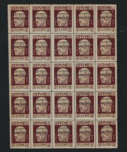 Fiume #144 Very Fine Never Hinged Block Of Twenty Five