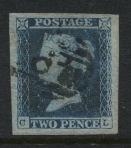 1841 2d Blue Plate 4 CL with 4 huge Monster margins