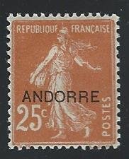 FRENCH ANDORRA mh gum has light tone see scan S.C. 8
