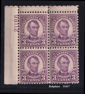 BOBPLATES US #635a Lincoln Upper Left Plate Block 21186 F-VF Mint NH SCV= $18