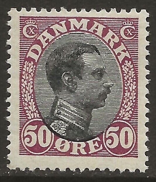 Denmark 1913-28 Christian X 50o Claret & Blk #121 F/VF-H CV $57.50-