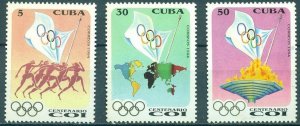 CUBA Sc# 3577-3579  INTERNATIONAL OLYMPIC COMMITTEE IOC Cpl set of 3 1994 MNH