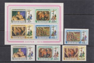 BARBUDA - 1978 EASTER - 4-STAMPS & 1-M/S MINT NH