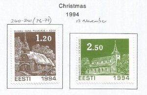 ESTONIA - 1994 - Christmas - Perf 2v Set - Mint Lightly Hinged