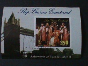 ​EQUATORIAL GUINEA-CORONATION OF QUEEN ELIZABETH II-CTO IMPERF S/S VERY FINE