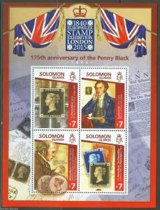 SOLOMON ISLANDS 175th ANNIVERSARY OF THE PENNY BLACK LONDON 2015 STAMP EXPO SHT