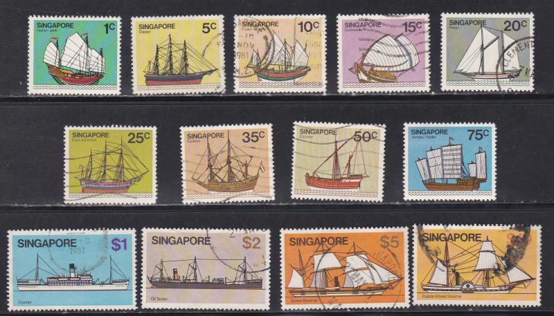 Singapore # 336-348, Ships, Used, 2 are unused, 1/2 Cat