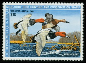 United States #RW54 Mint nh superb   Cat$18 1987, $10 Redhead Ducks