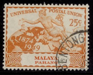 MALAYSIA - Pahang GVI SG51, 25c orange UPU, FINE USED.