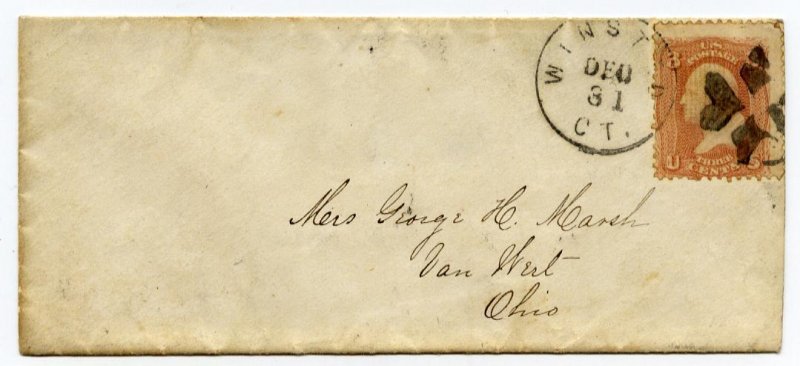 Winsted Conn fancy cancel playing card symbols, 1860s