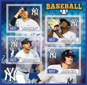 Stamps. Sports Baseball Lesotho 2018 year ,1+1 sheets perforated