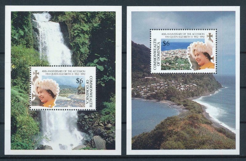 [105806] Dominica 1992 40th anniv Accession Queen Elizabeth 2 Souv. Sheets MNH