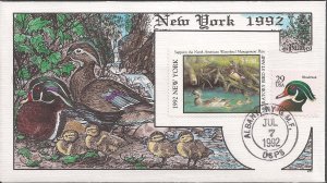 Fred Collins Hand Painted Milford Series FDC for New York 1992 Waterfowl Stamp