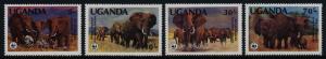 Uganda 371-4 MNH Elephants, WWF