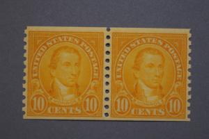 United States #602 Monroe Coil Pair 1924 MNH CV $16.00