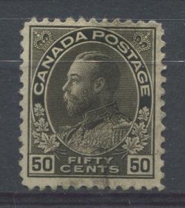 Canada #120ii 50c Brown Black 1911-27 Admiral Issue Wet Ptg Fine Mesh F-68 Used