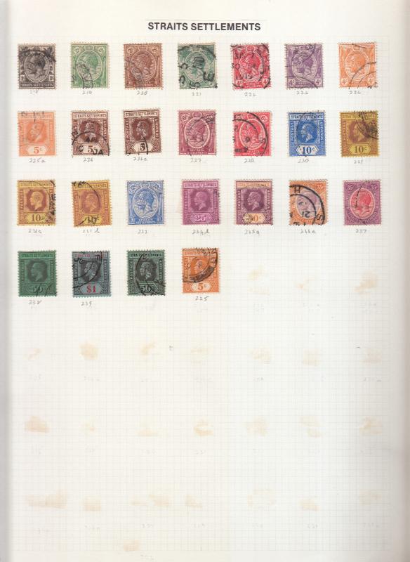 STRAITS SETTLEMENTS ALBUM PAGE VALUES/SETS  TO $1 USED FROM SG 218 TO SG 239 