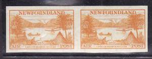 Newfoundland #6899-Scott cat. #C14a-10c yellow airmail-unused NH imperf pair-S/H