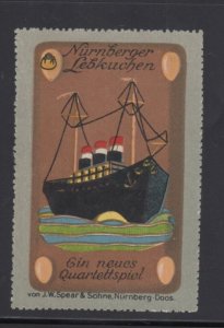 German Toy Advertising Stamp- JW Spear, Nürnberger Gingerbread - Ship