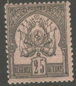 Tunisia, 1888 Coat of Arms, Scott #5, 25 black on rose, Mint, H., F-VF 