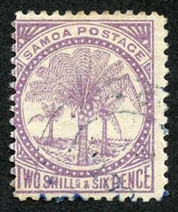 SAMOA SG26 1886 Palm trees 2s6d reddish lilac wmk 4a perf 12.5 fine used BLUE C