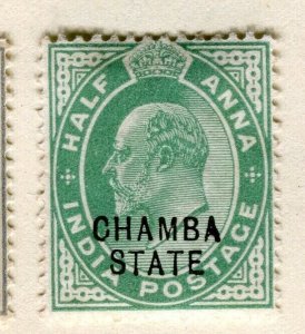 INDIA; CHAMBA STATE 1903 early Ed VII issue fine Mint hinged 1/2a. value