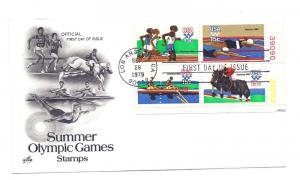 1791-94 Summer Olympic ArtCraft plate block, FDC