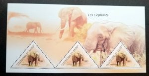 *FREE SHIP Guinea Elephants 2011 Fauna Wildlife (ms MNH *odd shape *unusual